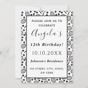 Tennis Player's Geburtstagsparty Rackets & Balls S Einladung