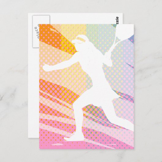 Tennis-Postkarte mit weiblichem Tennisspieler-Druc Postkarte (Vorne/Hinten)