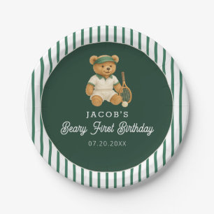 Tennis Preppy Bear 1. Geburtstag Pappteller