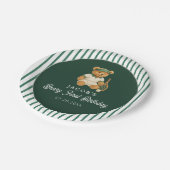 Tennis Preppy Bear 1. Geburtstag Pappteller (Schrägansicht)