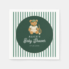 Tennis Preppy Bear Green Baby Dusche Serviette