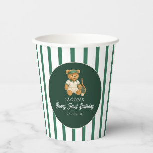 Tennis Preppy Bear Green Strip 1. Geburtstag Pappbecher
