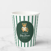 Tennis Preppy Bear Green Striping Baby Dusche Pappbecher (Vorderseite)