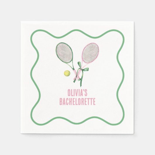 Tennis-Preppy-Junggesellinnenabschied Serviette (Vorderseite)