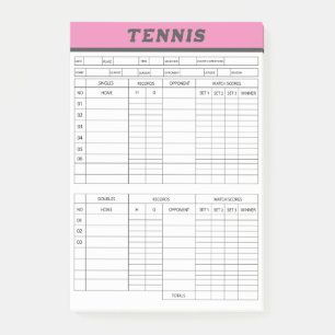 Tennis-Punktbogen - Punktewertung - Nachhinweise Post-it Klebezettel