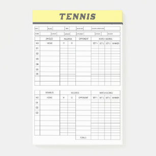 Tennis-Punktbogen - Punktewertung - Nachhinweise Post-it Klebezettel