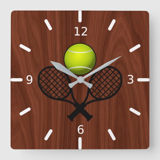 Tennis Quadratische Wanduhr (Vorderseite)