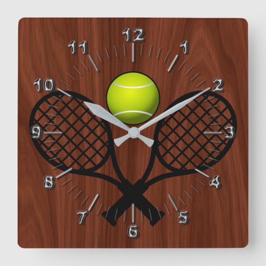 Tennis Quadratische Wanduhr (Vorderseite)
