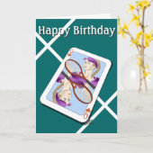 Tennis Queen Happy Birthday Karte (Gelbe Blume)