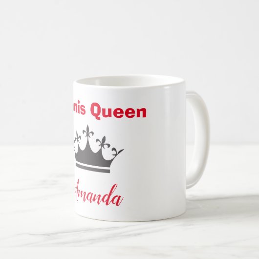Tennis Queen modernisieren Text mit Krone Kaffeetasse (VorderseiteRechts)