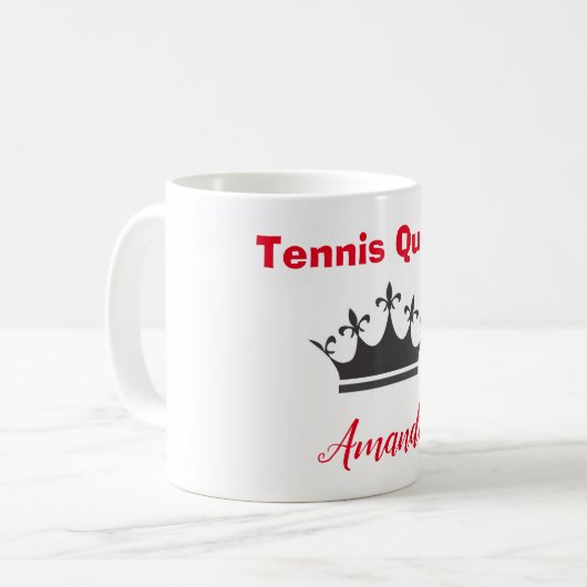 Tennis Queen modernisieren Text mit Krone Kaffeetasse (Vorderseite Links)