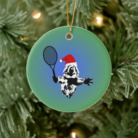 Tennis Quokka Weihnachtsdekoration Keramik Ornament (Baum)