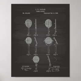 Tennis Racket 1886 Chalkboard zum Patent Art Poster