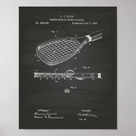 Tennis Racket 1887 Patente Art Chalkboard Poster