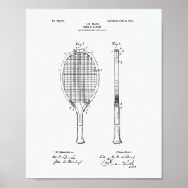 Tennis Racket 1907 Weißbuch zum Thema Patentkunst Poster