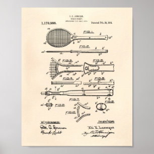 Tennis Racket 1916 Patentart - Alter Peper Poster