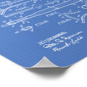 Tennis Racket 1916 Patentart - Blueprint Poster (Ecke)