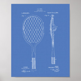 Tennis Racket 1921 Patent Art Blueprint Poster