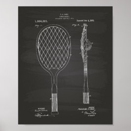 Tennis Racket 1921 Patent Art Chalkboard Poster