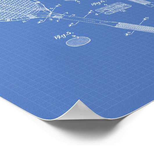Tennis Racket 1925 Patent Art Blueprint Poster (Ecke)