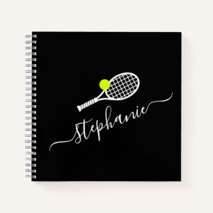 Tennis Racket & Ball Individuelle Name  Notizblock