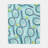 Tennis Racket Ball & Kids Girls Muster Niedlich Fleecedecke (Vorderseite)