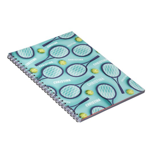 Tennis Racket Ball & Kids Girls Muster Niedlich Notizblock (Rechte Seite)