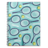 Tennis Racket Ball & Kids Girls Muster Niedlich Notizblock (Vorderseite)