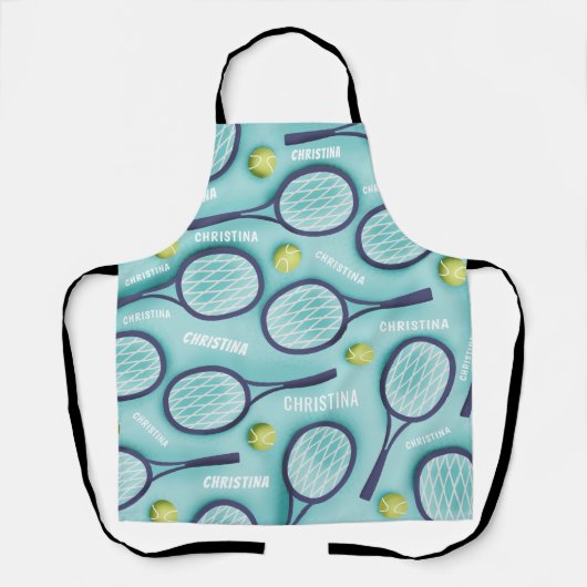 Tennis Racket Ball & Kids Girls Muster Niedlich Schürze (Vorderseite)