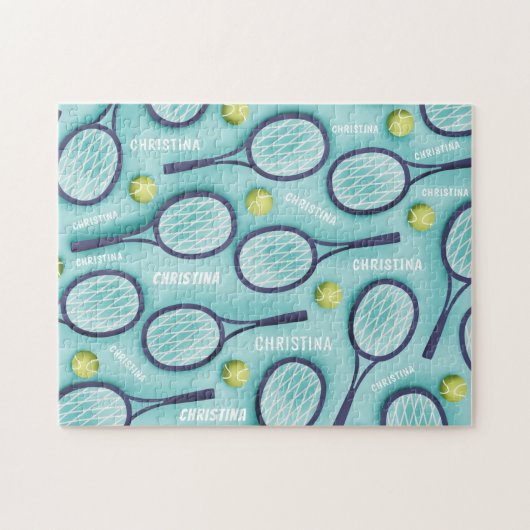 Tennis Racket Ball & Kids Vorbild Niedlich Sport Puzzle (Horizontal)