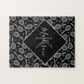 Tennis Racket Ball Muster Initial & Name Monogram Puzzle (Horizontal)