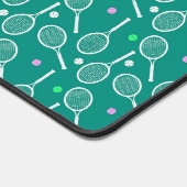 Tennis Racket & Ball Muster Retro Emerald Green Schreibtischunterlage (Ecke)