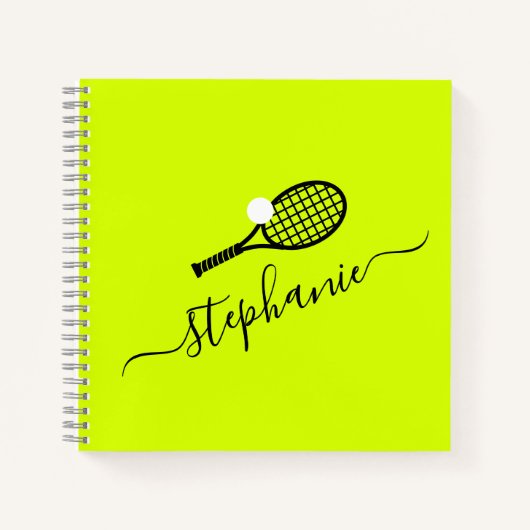Tennis Racket & Ball Name Monogram Personalisiert Notizblock (Vorderseite)