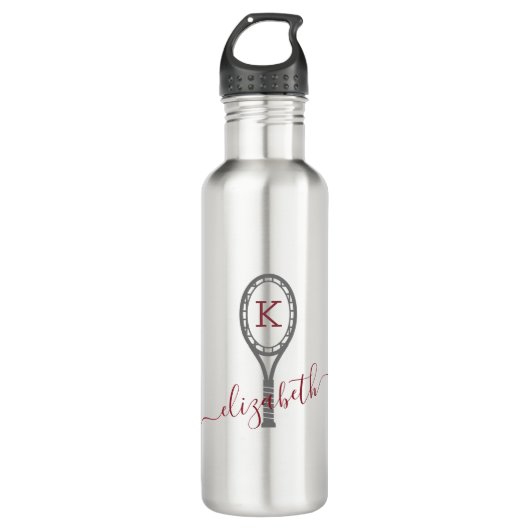 Tennis Racket Design Monogram Travel Water Flasche Edelstahlflasche (Vorderseite)
