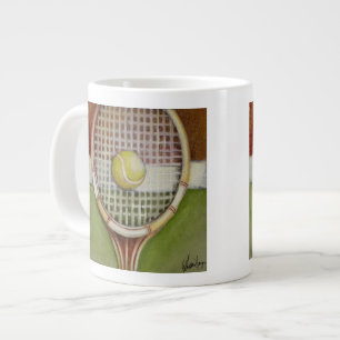 Tennis-Racket mit Ball Lay on Court Jumbo-Tasse