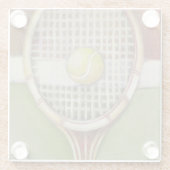 Tennis-Racket mit Ball-Lay vor Gericht Glasuntersetzer (Rückseite)