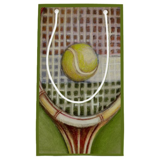 Tennis-Racket mit Ball-Lay vor Gericht Kleine Geschenktüte (Vorderseite)