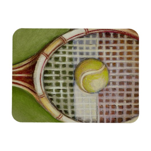 Tennis-Racket mit Ball-Lay vor Gericht Magnet (Horizontal)