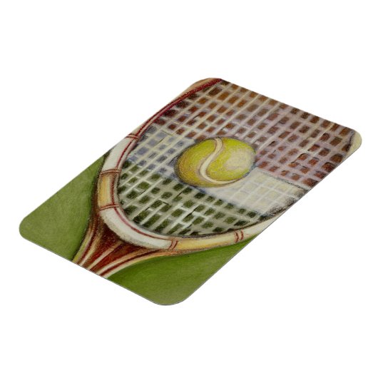 Tennis-Racket mit Ball-Lay vor Gericht Magnet (Linke Seite)