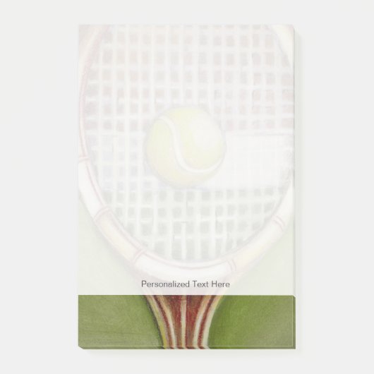 Tennis-Racket mit Ball-Lay vor Gericht Post-it Klebezettel (Vorderseite)