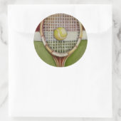 Tennis-Racket mit Ball-Lay vor Gericht Runder Aufkleber (Tasche)