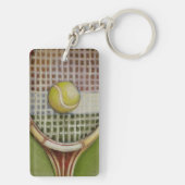 Tennis-Racket mit Ball-Lay vor Gericht Schlüsselanhänger (Rückseite)