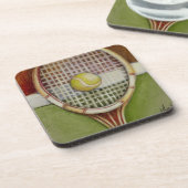 Tennis-Racket mit Ball-Lay vor Gericht Untersetzer (Linke Seite)