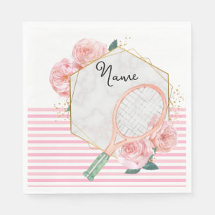 Tennis-Racket mit Blume für weibliche Spieler Serviette