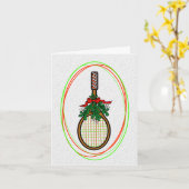 Tennis Racket mit Mistletoe Weihnachtskarte Karte (Gelbe Blume)