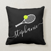 Tennis Racket Monogram Name Throw Kissen