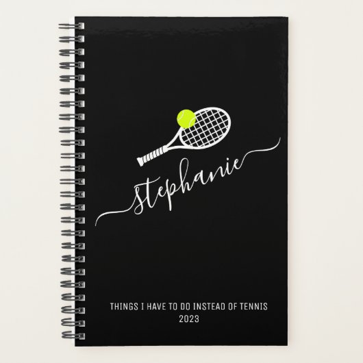 Tennis Racket Monogram Personalisiert undatiert Planer (Vorderseite)