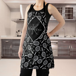 Tennis Racket Monogram Schürze mit Individuelle Na