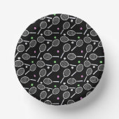 Tennis Racket Muster Extravaganz Schwarz Pappteller (Vorderseite)