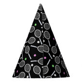 Tennis Racket Muster Extravaganz Schwarz Partyhütchen (Rückseite)